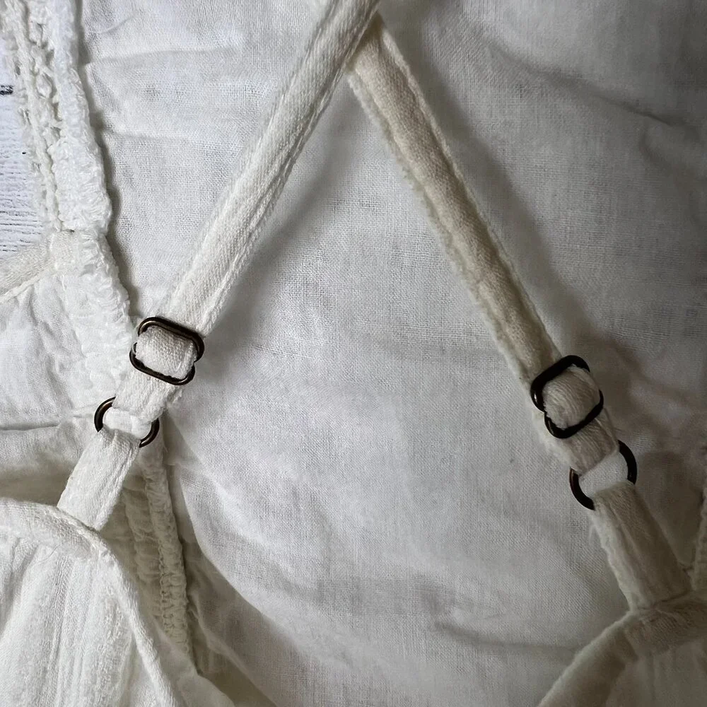 O'Neill Dress Womens Size Medium Ivory Shelby Gauzy Embroidered Babydoll Summer - Picture 13 of 16
